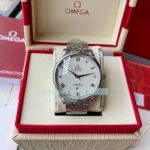 Replica Omega De Ville Stainless Steel Strap White Face Rounded Bezel Watch 40mm